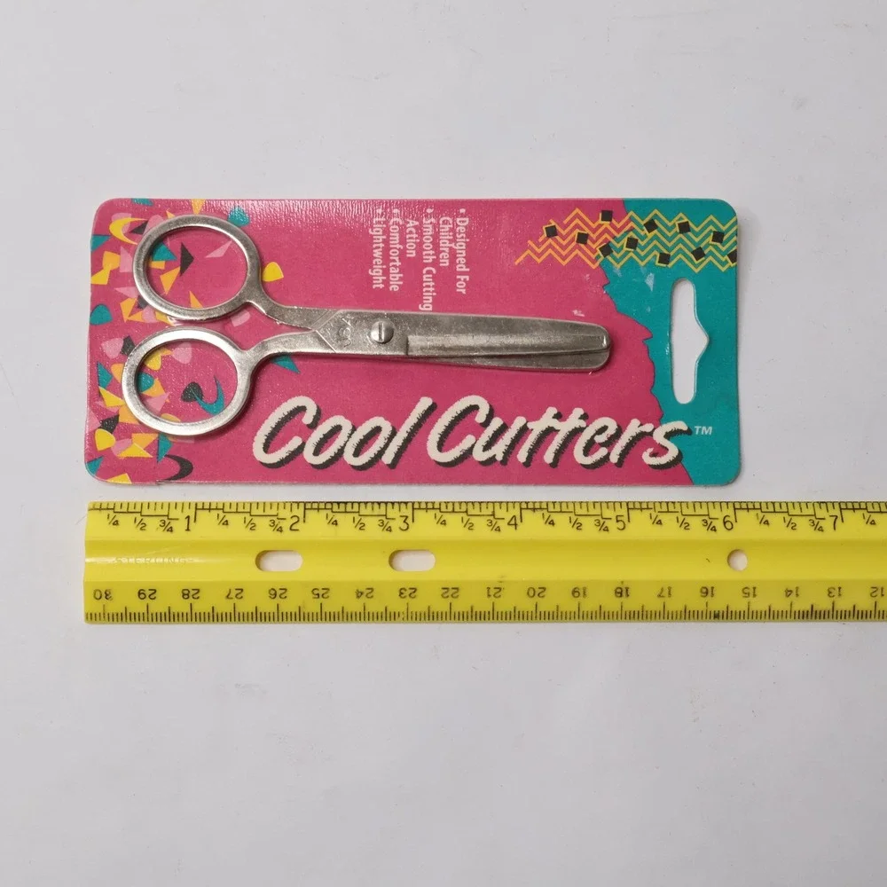 VTG 90s Cool Cutters Silver Tone‎ Kids Safety Scissors Rounded Edge 4.5